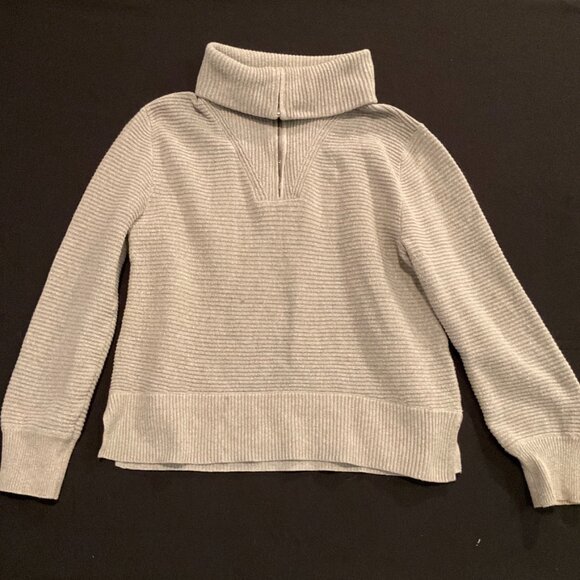 Sonoma Light Gray Ribbed 1/4 Zip Soft Sweater Womens Size Large - Picture 1 of 13